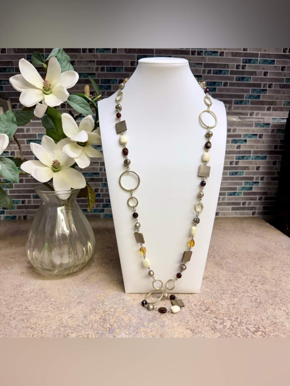 Lia Sophia Ciprani Necklace Long Chunky Bohemian Chic Earth Tone